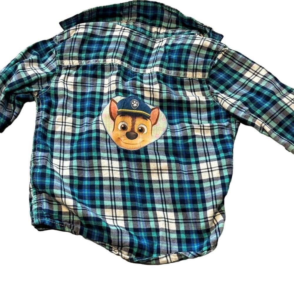 Carter's Blue Plaid Button Down w/ Chase stitched back- size 4t